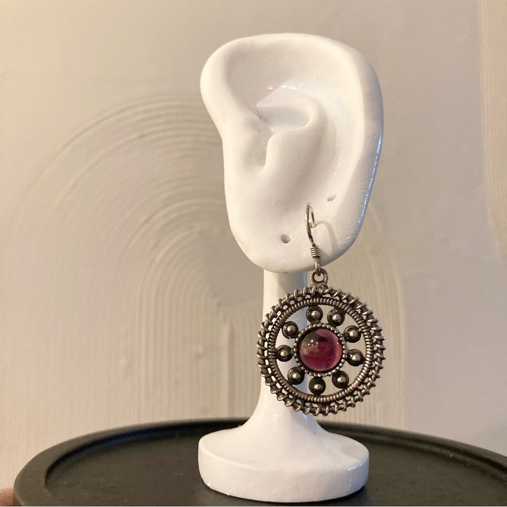 Sterling Silver Garnet Gemstone Earrings